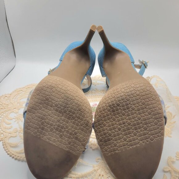 BP Blue Cotton 9.5M Ankle Strap Sandals - Picture 3 of 4